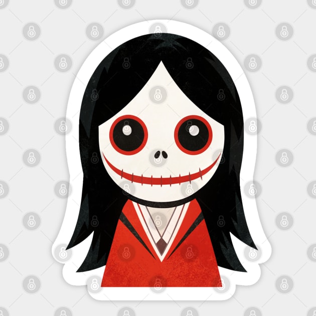 Japanese Horror Doll Kuchisake-Onna Creepy Cute Sticker by Ravenglow